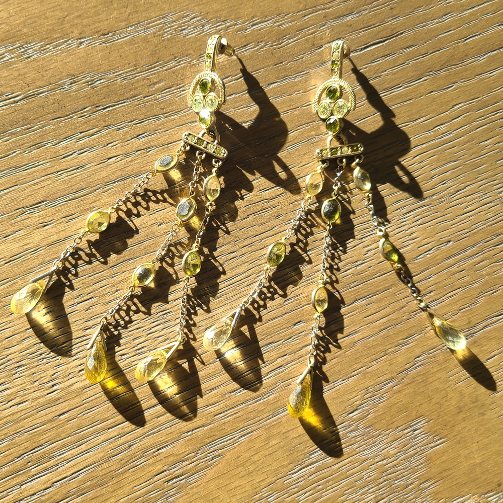 Elegant Gold and Yellow Dangle Earrings